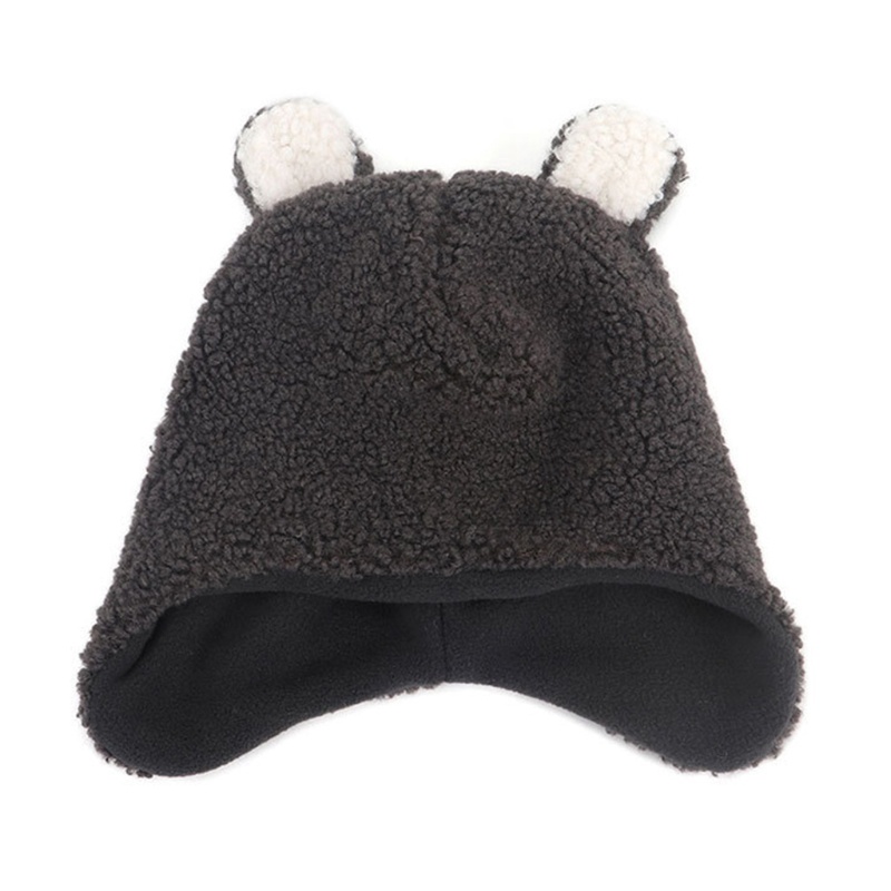 1 bộ nón trùm đầu tai gấu kèm khăn choàng cổ và găng tay giữ ấm mùa đông dễ thương cho bé