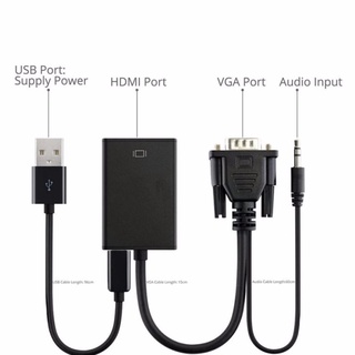 Bộ cáp chuyển đổi tín hiệu từ VGA sang HDMI có âm thanh dây cáp Micro USB FULL HD 1080P vga to hdmi