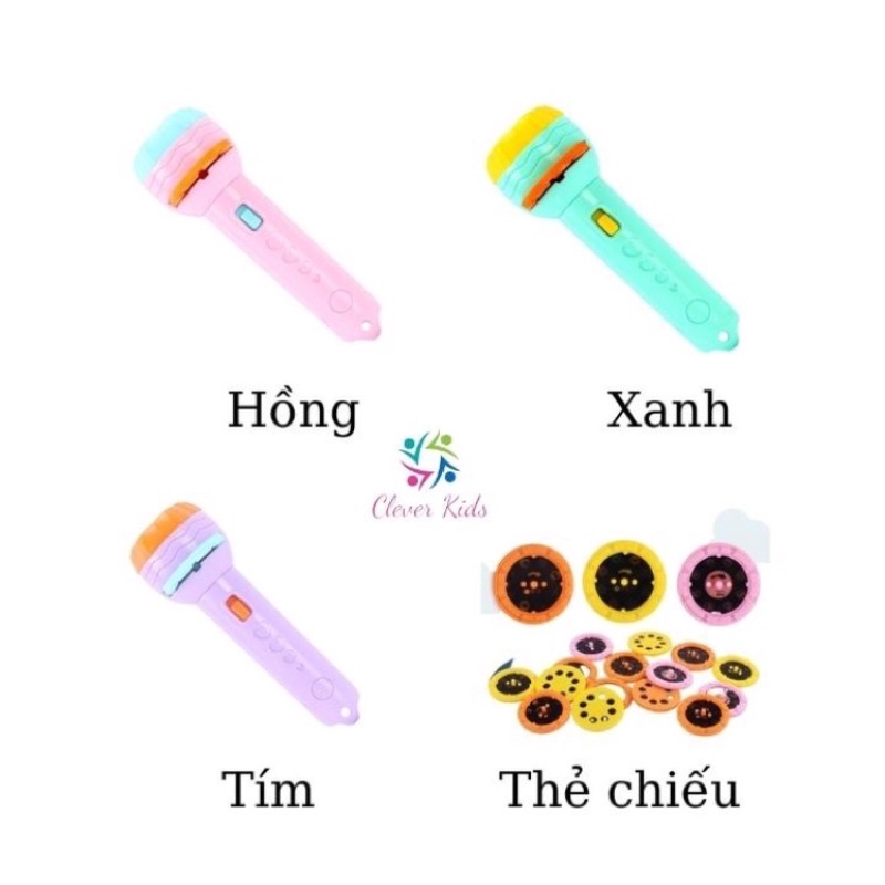 Đèn pin chiếu hình ảnh 3D 24 hình nhiều chủ đề cho bé