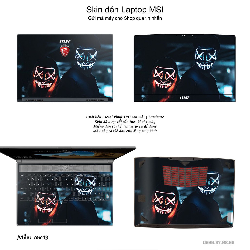 Skin dán Laptop MSI in hình Anonymous _nhiều mẫu 2 (inbox mã máy cho Shop)