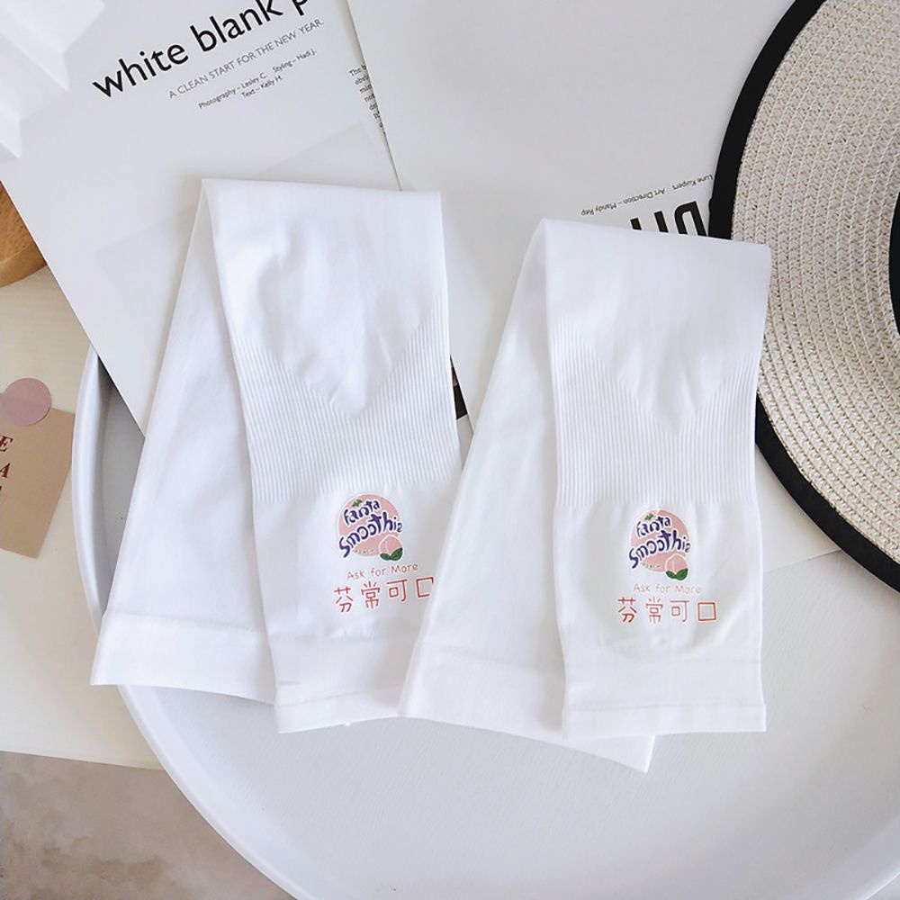 Găng cánh tay bằng lụa lạnh họa tiết quả bơ hoạt hình dễ thương bảo vệ chống nắng cho nữ