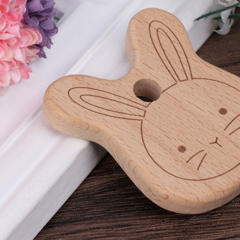 Đồ Chơi Gặm Nướu Hình Thỏ Bằng Gỗ Sồi Tự Nhiên DIY Dành Cho Trẻ Em