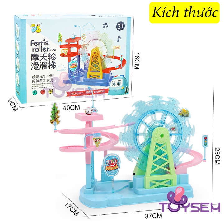Xe leo vòng đu trượt máng siêu tốc Toysem có đèn led và nhạc cho bé từ 3 tuổi - Đồ chơi trẻ em, quà tặng sinh nhật