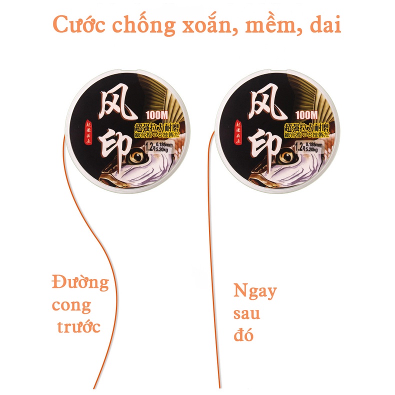 [Freeship]Cước Câu Cá Tiểu Ngư Vương. Cước Câu 7 Màu Cao Cấp Mềm, Dai Dùng Làm Trục Thẻo Câu Đài Cước Dài 100m