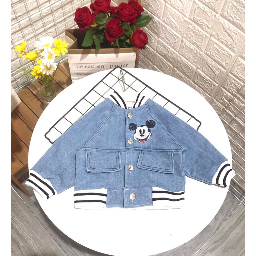 Áo bò bomber mickey bé trai