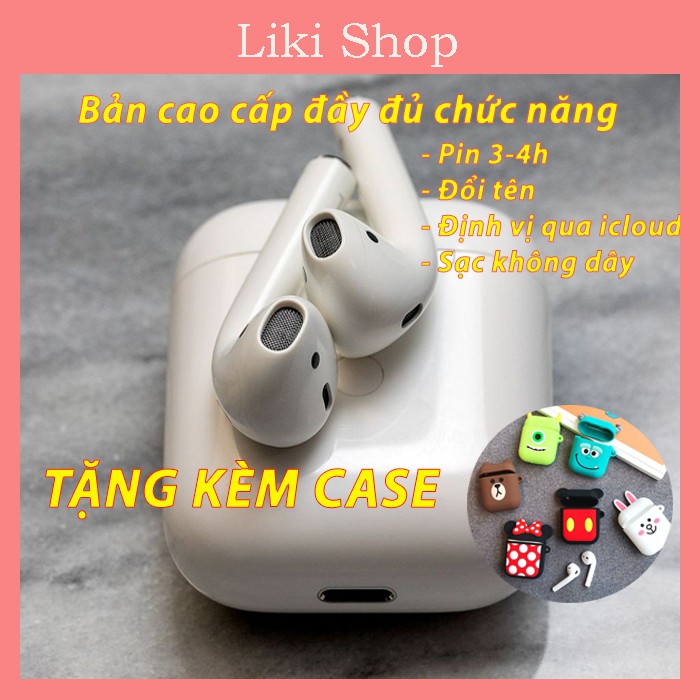 (Bảo Hành 1 Đổi 1) Tai Nghe Bluetooth AirPod Thế Hệ 2, Định Vị, Đổi Tên, Sạc Không Dây, Sử Dụng Cho Cả IOS và Androi