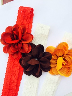 Set 2 băng đô vải cài tóc đính hoa bé gái dễ thương