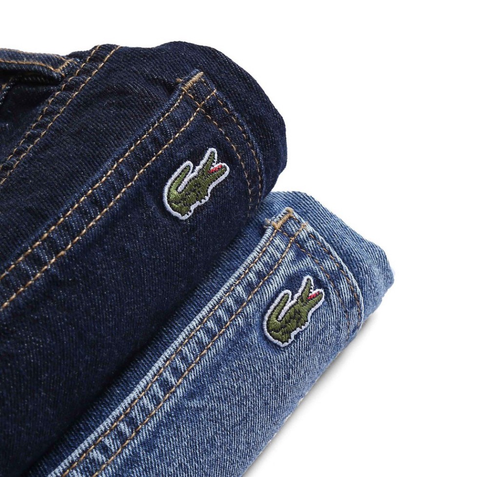 Quần Short Jean nam Lacoste xịn logo cá sấu thêu 2 túi trước 2 túi sau 2 màu CÓ BIG SIZE