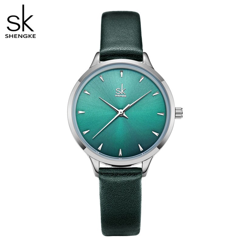 Đồng hồ Shengke K9018 Máy Thạch Anh Dây Da Thời Trang Cho Nữ