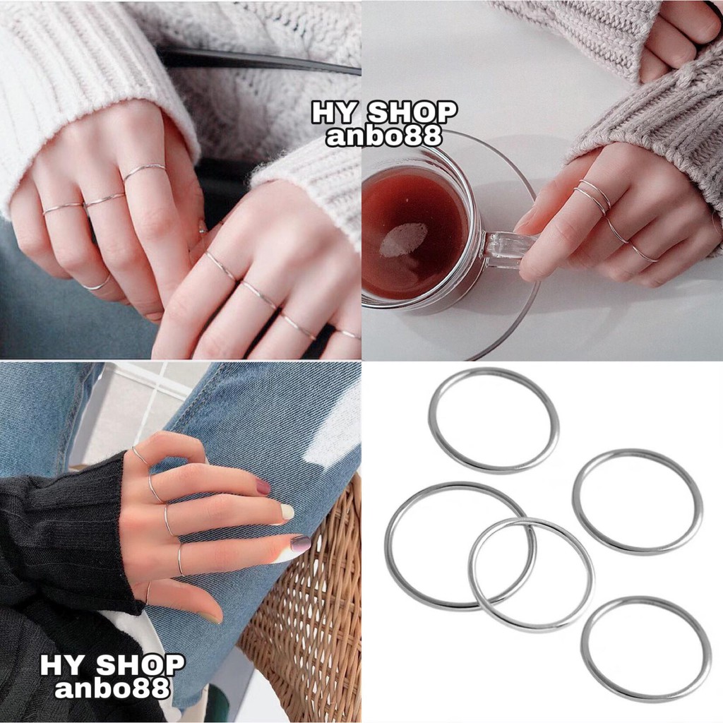 Nhẫn titan trơn cho nam và nữ không gỉ không đen unisex bts