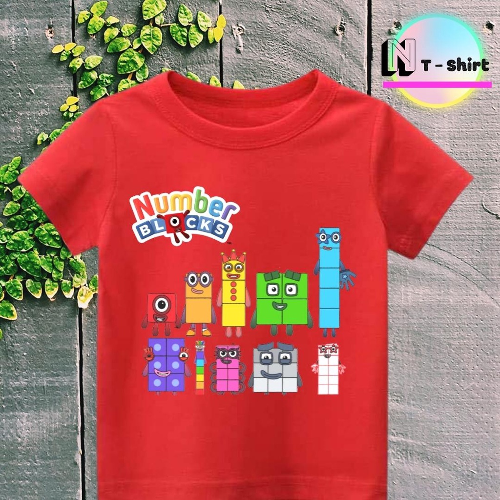 Áo thun cho bé trai và bé gái in hình hoạt hình Number Blocks dễ thương, chất liệu cotton mềm mịn thoáng mát NTShirt 02