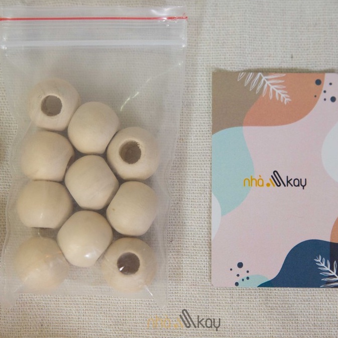 10 HẠT GỖ NHỎ CÓ LỖ 18MM - 20MM