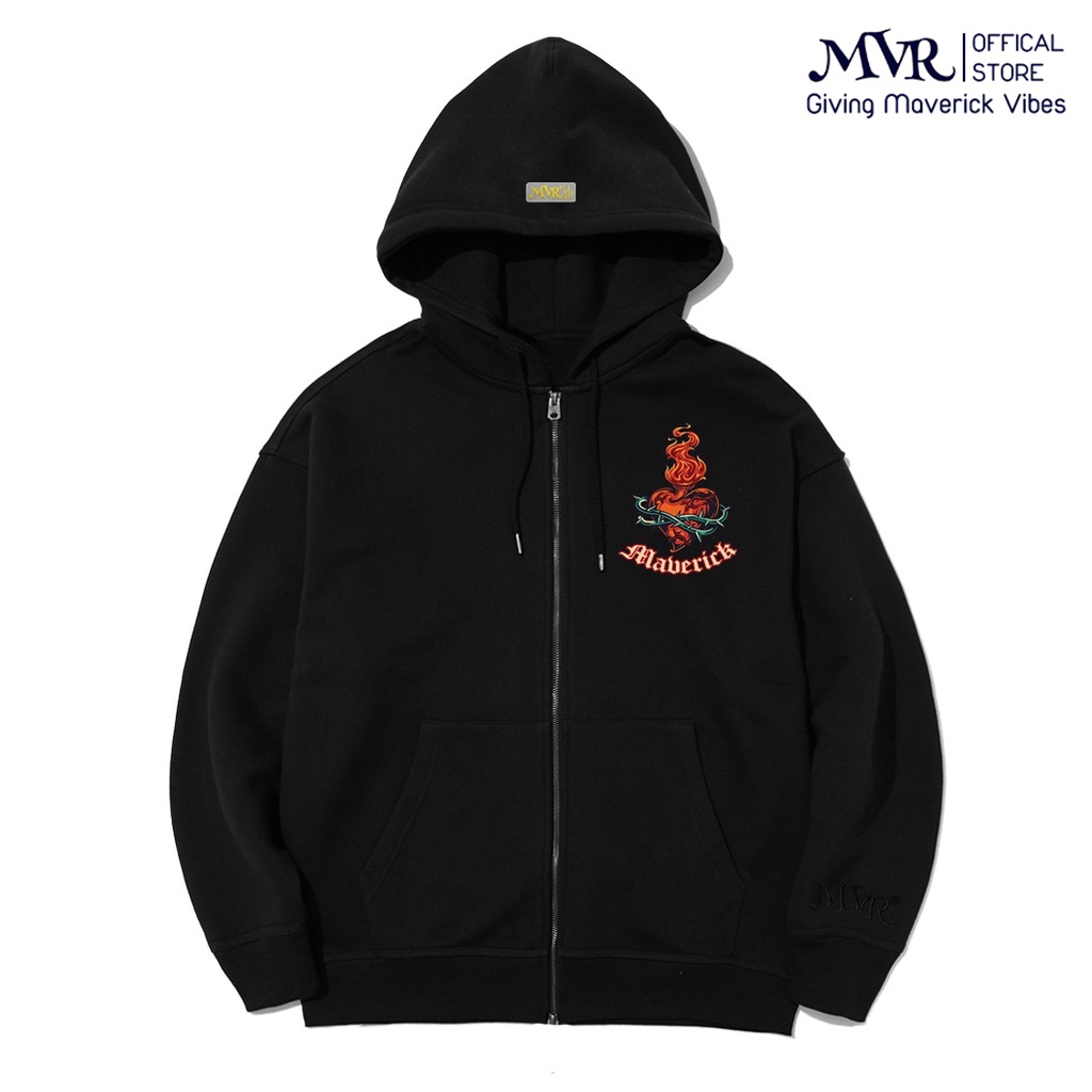 Áo khoác nỉ áo gió hoodie Khóa Zip Unisex có dây kéo chống nắng logo trái tim lửa cháy Localbrand MVR MVR25022101