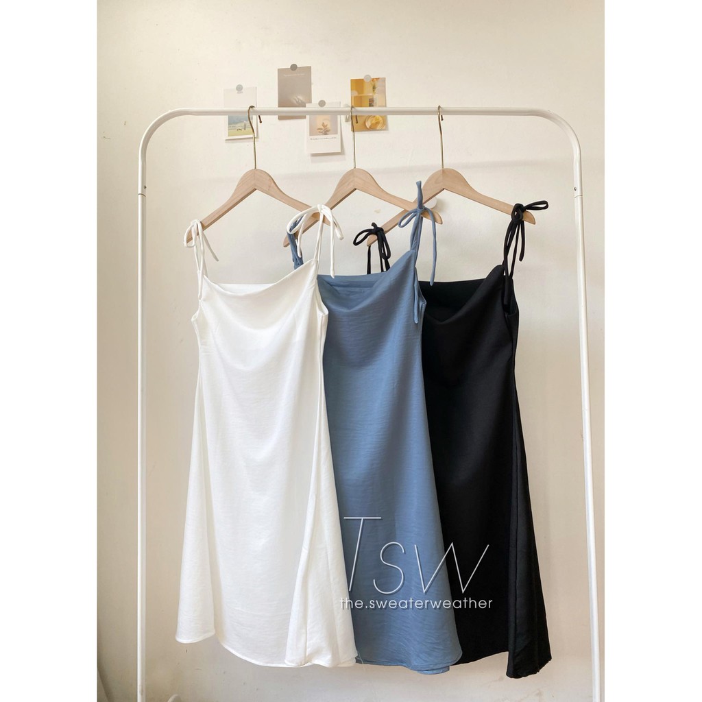 Váy 2 dây lụa cổ đổ chất dày (Ảnh thật) | BigBuy360 - bigbuy360.vn