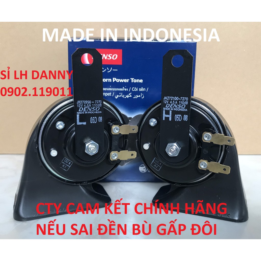 1 CẶP kèn sên, kèn sò Denso chính hãng TẶNG KÈM 2 JACK + 2 PÁT - Made in Indonesia