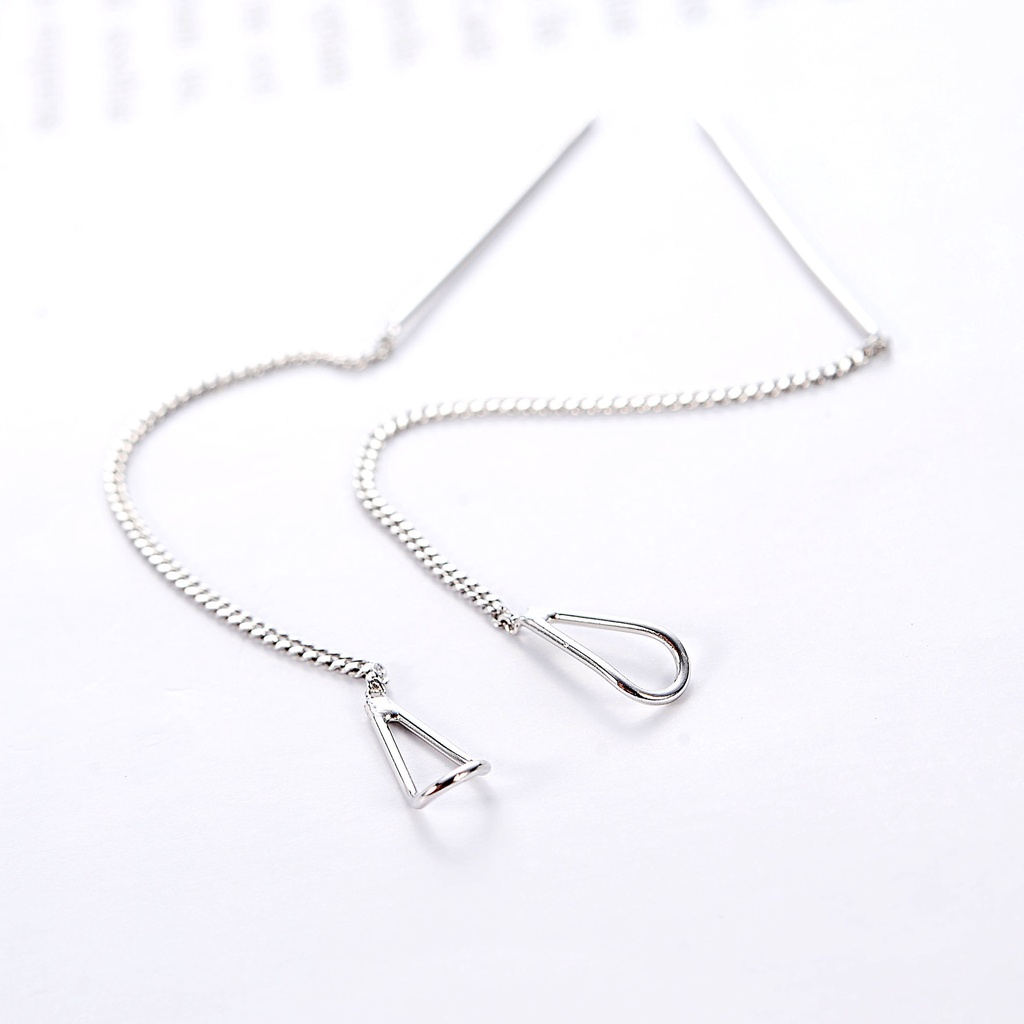 Khuyên tai bạc nữ dáng thả thanh dài, bông tai chuẩn bạc S925