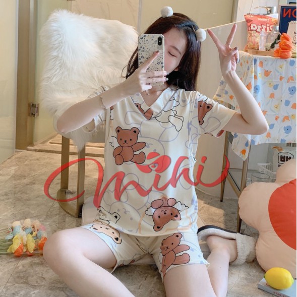 Bộ bầu cotton lửng cộc trên gối - Độ bộ bầu đùi sau sinh và cho con bú - Quần áo thời trang mùa hè mặc nhà Bigsize