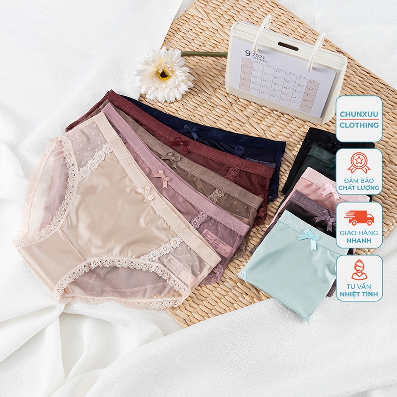 Quần lót nữ su lạnh cao cấp phối viền ren mềm mịn thoáng mát CHUNXUU - QC100