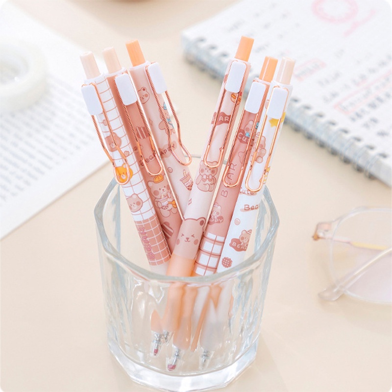 1 Bút Nước Dạng Nhấn Hình Gấu Hoạt Hình Có Móc Kim Loại Sáng Tạo Dễ Thương Dành Cho Văn Phòng Trường Học