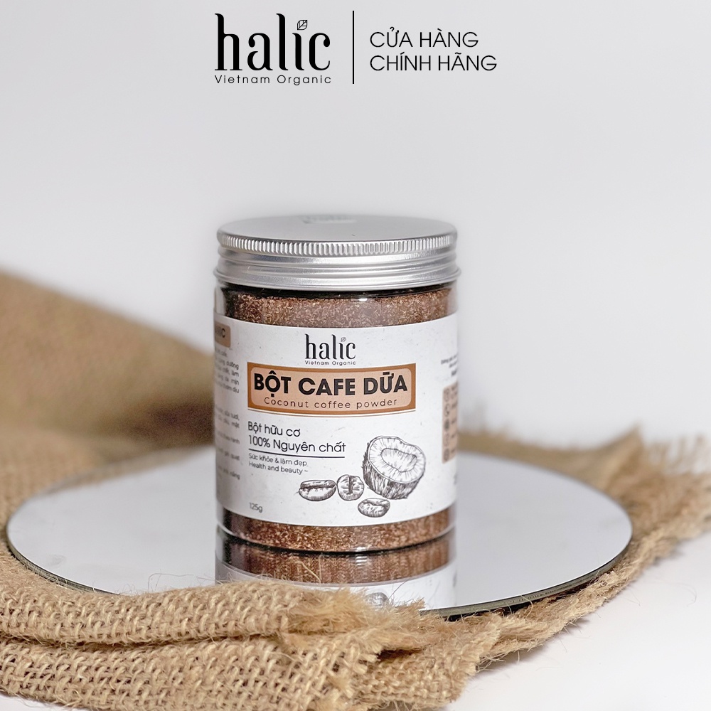 Bột tẩy da chết Cafe Dừa nguyên chất Halic Organic 125G đắp mặt nạ dưỡng trắng da toàn thân hiệu quả