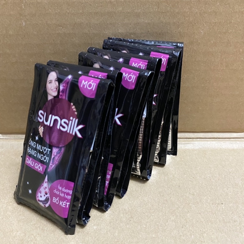 [12 Gói x5,8ml] Dây Dầu Gội Đầu Sunsilk Óng Mượt Rạng Ngợi