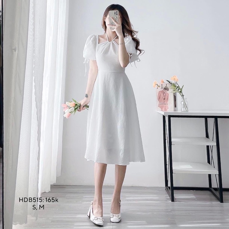 Váy Cổ Yếm 3 Màu Hottren From Tôn Dáng Thanh Lịch Trẻ Trung