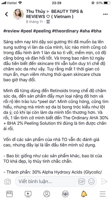 Dung dịch tẩy da chết the odinary 30%AHA-2%BHA