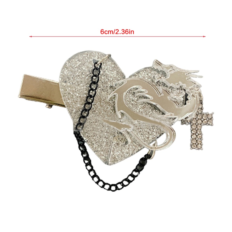 Kẹp Tóc Hình Trái Tim Bằng Acrylic Phong Cách Gothic Punk Hóa Trang Halloween