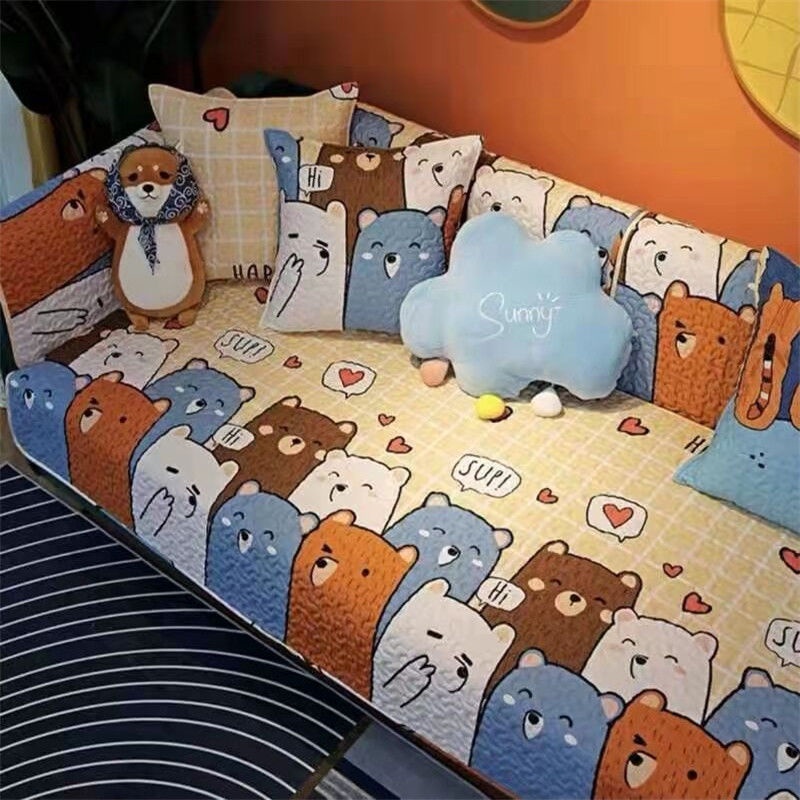 Đệm Lót Ghế Sofa Vải Cotton Chần Bông Kiểu Dáng Đơn Giản Hiện Đại