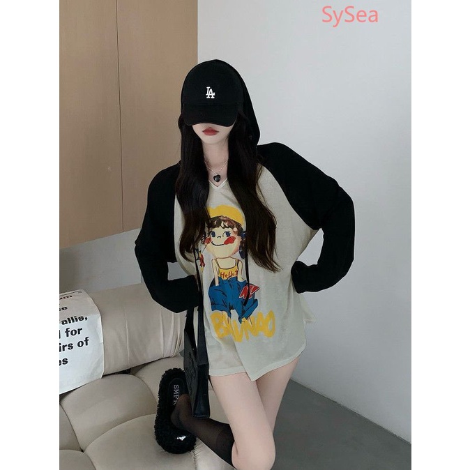 Áo Thun Tay Dài In Hình Hoạt Hình Plus size