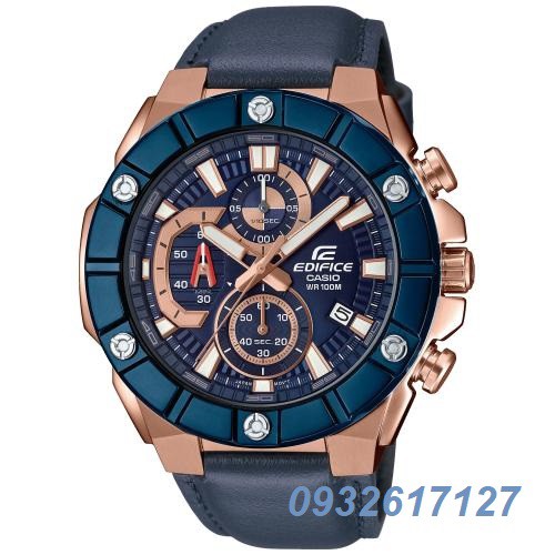 Đồng Hồ Nam Casio EFR 569BL - 2AV - Quartz - Dây Da ( Dây Xanh, Mặt Xanh )