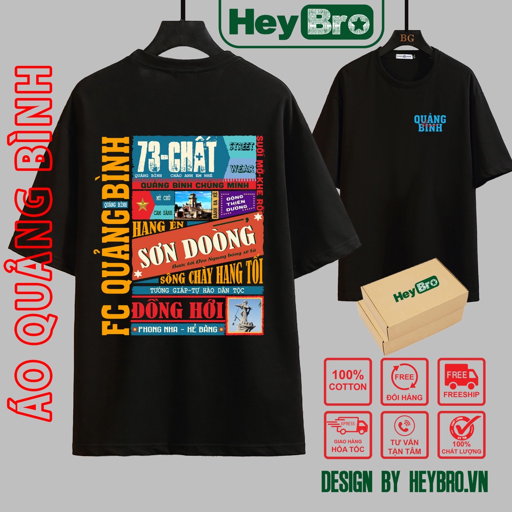 Áo thun unisex , Áo phông nam nữ Oversize tay lỡ form rộng Local Brand HeyBro thế hệ genz QUẢNG BÌNH