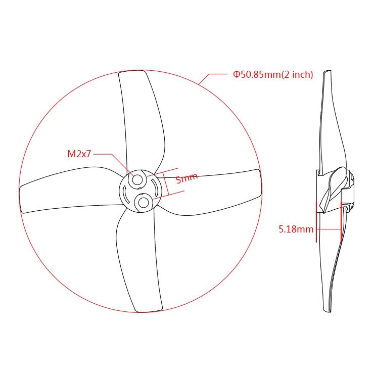 combo 4 cánh máy bay điều khiển từ xa 2inch 4 lá