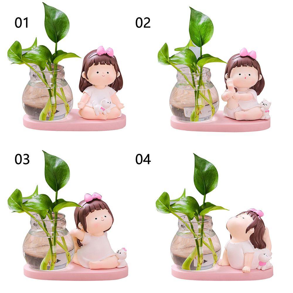 LEISURE Bình Hoa Thủy Canh Để Bàn Hình Cô Gái Tập Yoga Hiện Đại