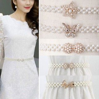Belt Váy - Đai Váy Giả Ngọc Trai Mặt Giả Đính Đá Sáng Bóng Bản 2cm Siêu Nữ Tính
