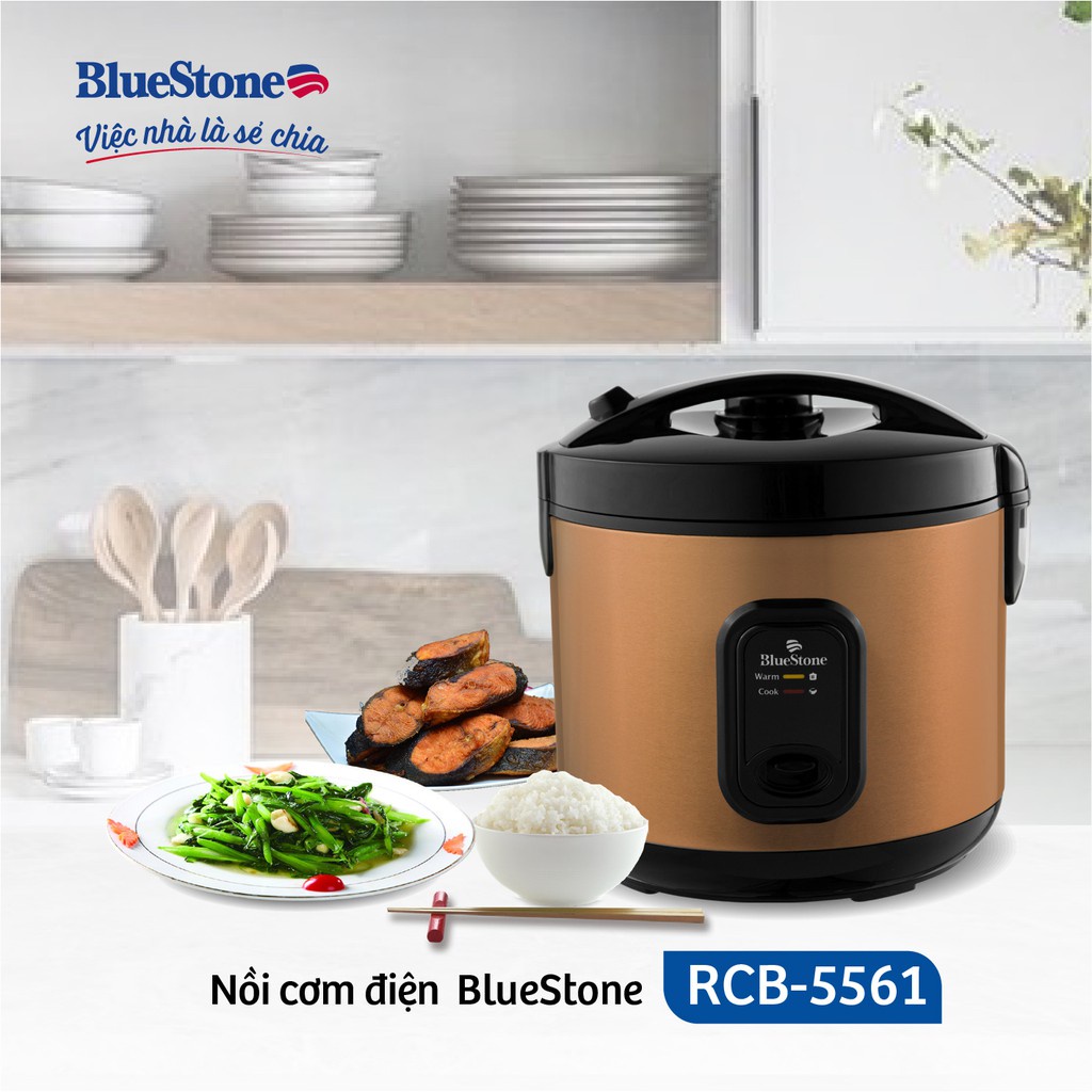 Nồi cơm điện Bluestone RCB-5561 1,8L 900W - Nắp gài, chống dính, gia nhiệt 3D