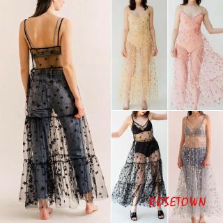 Đầm tulle mặc ngoài kiểu nhìn thấu lấp lánh cho nữ