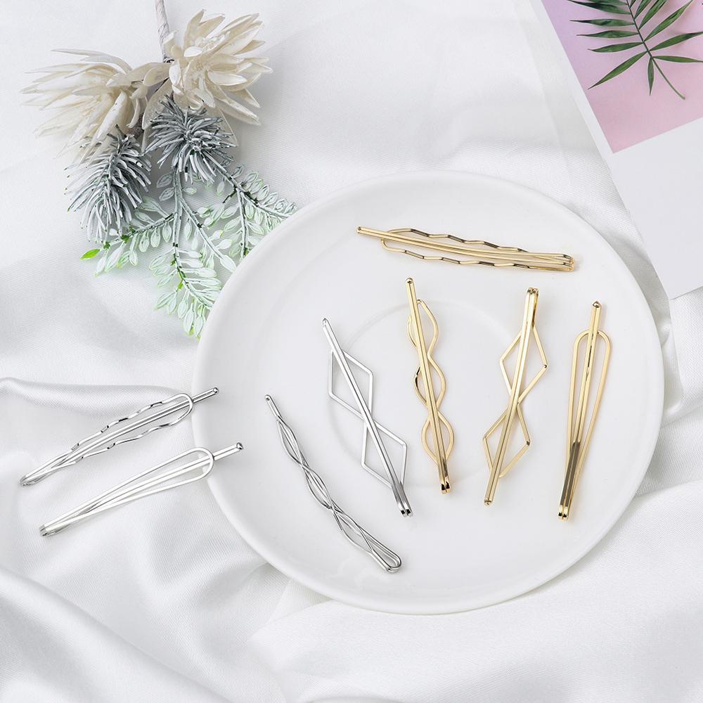 Bộ 4 Kẹp Tóc Kim Loại Kiểu Dáng Hình Học Hợp Thời Trang Cho Nữ