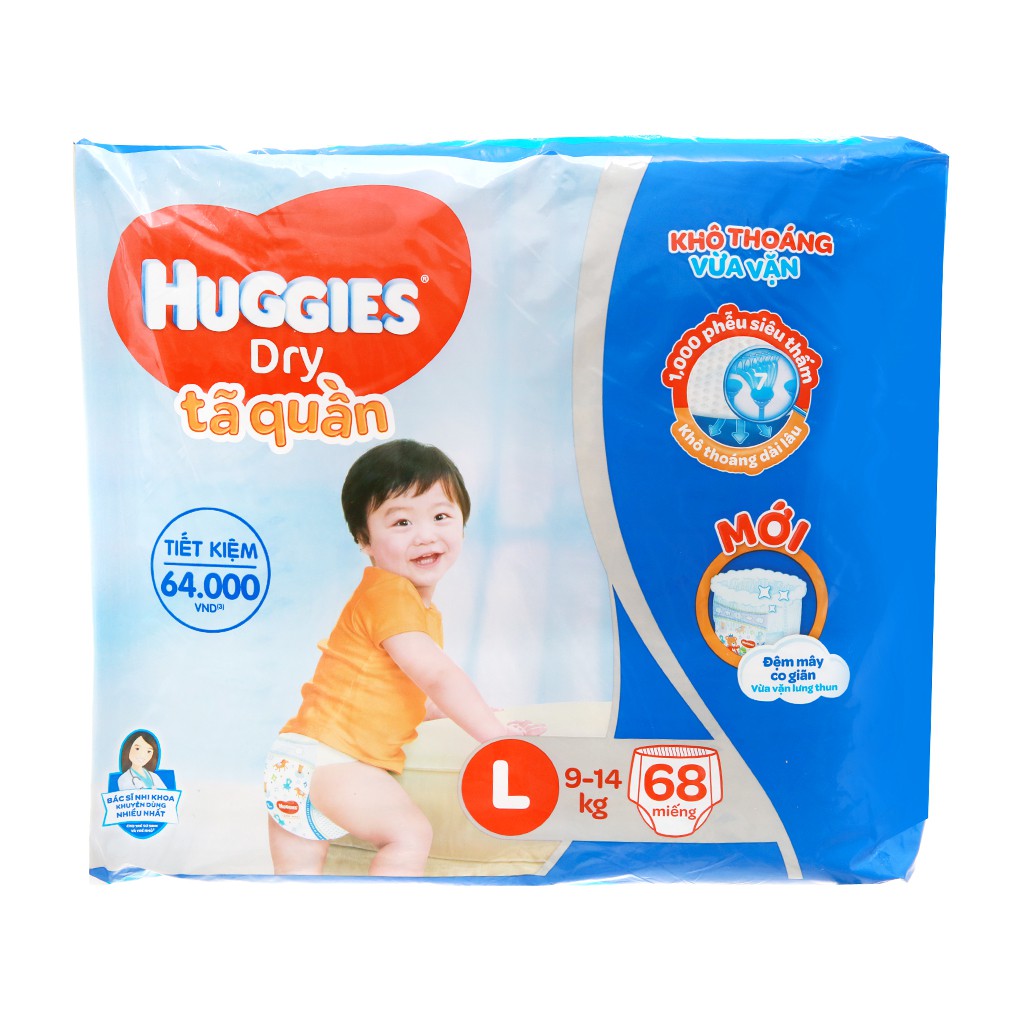 Bỉm, tã quần Huggies size M 74, L 68, XL 62, XXL 56 miếng