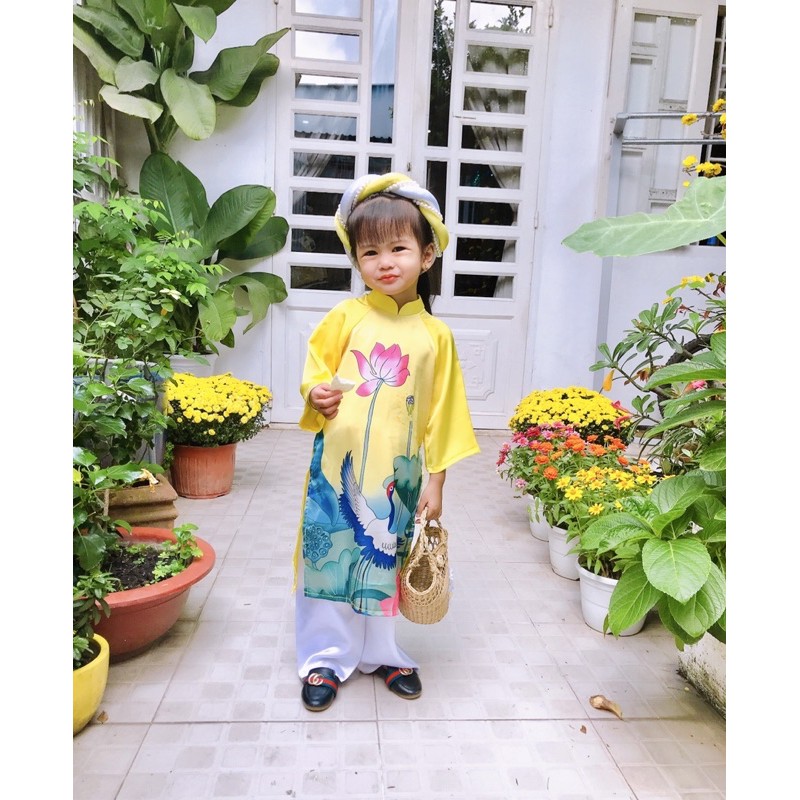 Sét Áo Dài Sen Chim Hạc