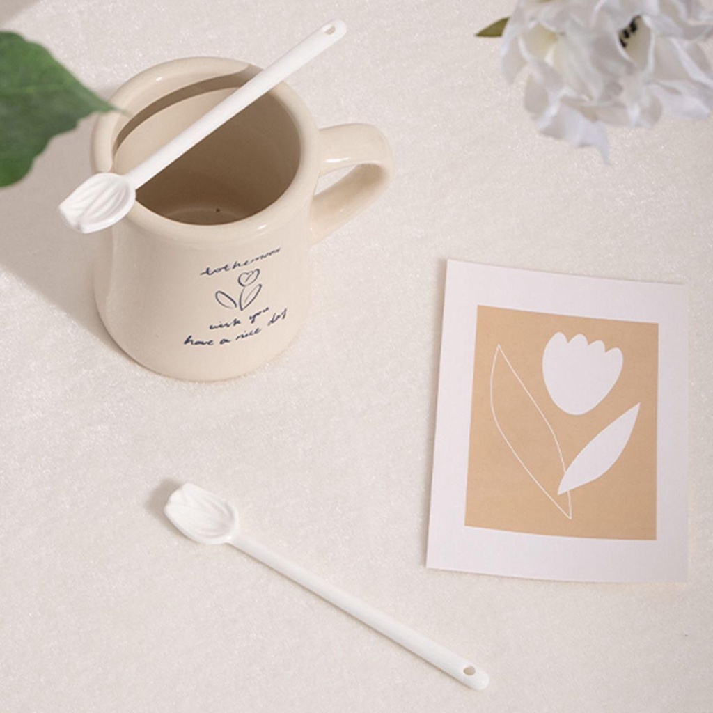 Muỗng Múc Kem Bằng Gốm Cách Nhiệt Hình Hoa Tulip