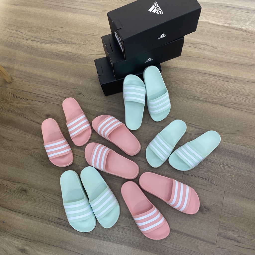 HÀNG CHÍNH HÃNG - DÉP ADILETTE AQUA SLIDE - XANH MINT - *MINT/WHITE LOGO* - 2021** - Code: FY8106