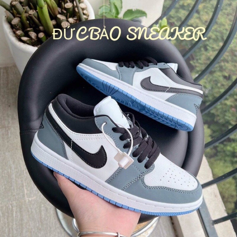 Jordan xanh dương móc đen da thật 11 . Giày jd1 xanh low thể thao nam nữ sneaker