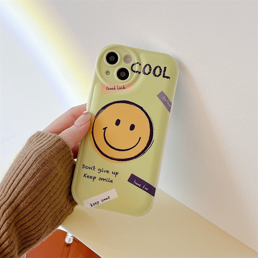 Ốp Điện Thoại Họa Tiết Mặt Cười Màu Xanh Lá Cây Mát Mẻ Cho Apple IPhone 12 13 11 Pro Max X Xs Max Xr Kkhy