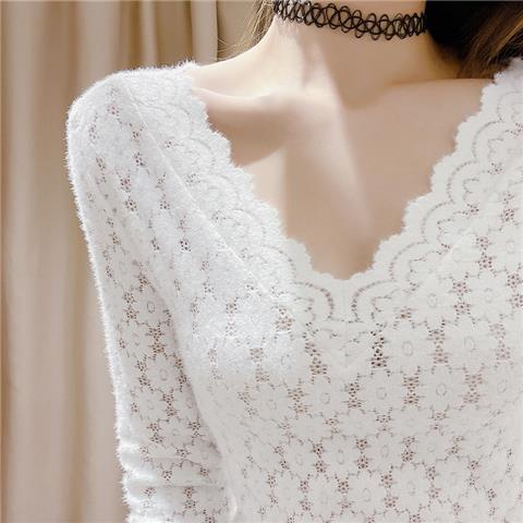 Áo Lưới Cổ V Tay Dài Quyến Rũ Cho Nữ