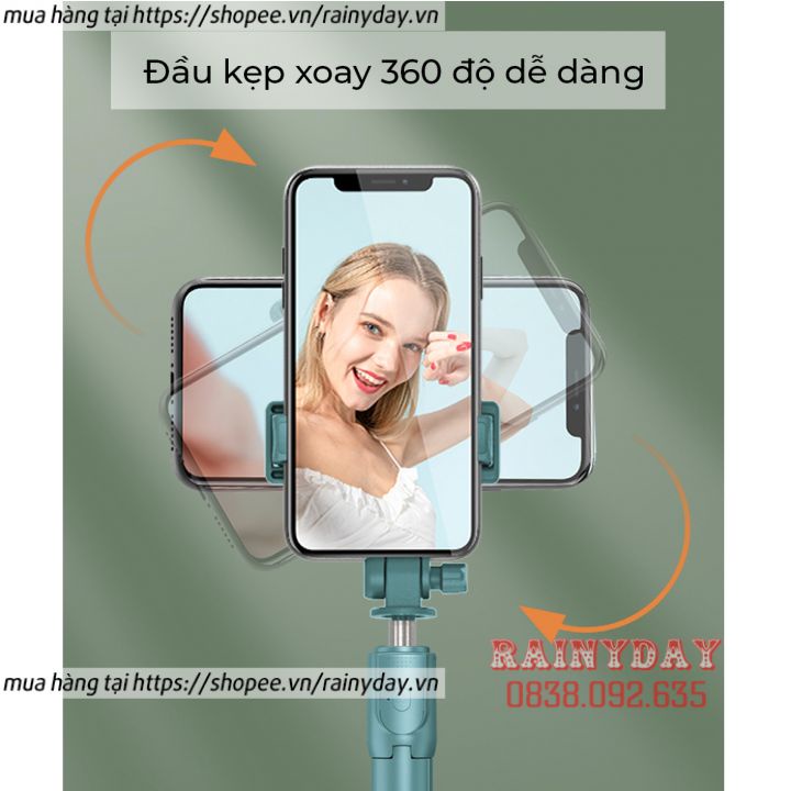 Gậy chụp ảnh tự sướng đa năng bluetooth, gậy chụp hình selfie có điều khiển từ xa, đèn kiêm tripod