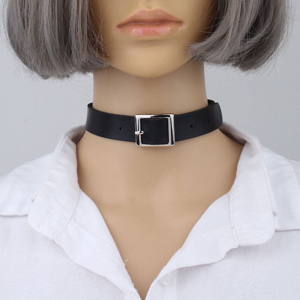 Vòng Choker Da Pu Màu Trơn Cá Tính Cho Nữ