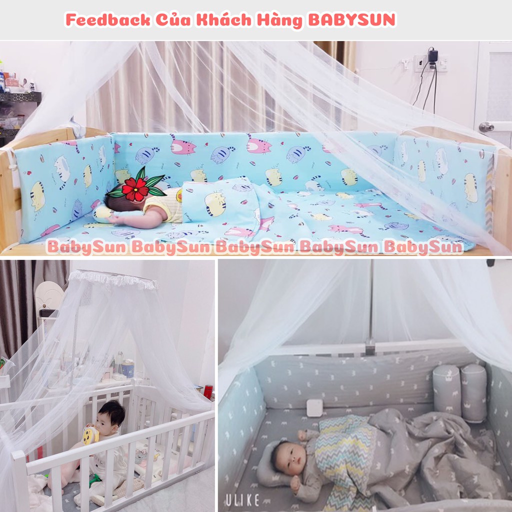 Màn Cũi Và Khung Treo Mùng Nôi Cũi Cho Bé BABYSUN Chất Liệu Màn Tuyn Dày Dặn Chống Muỗi Khung Inox Chắc Chắn