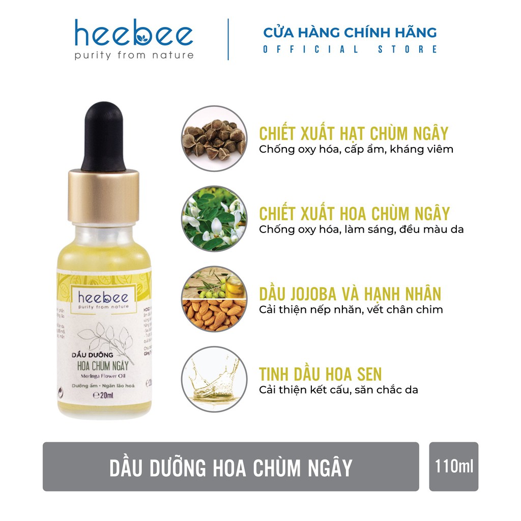 Dầu dưỡng Hoa Chùm Ngây Heebee ngăn ngừa lão hóa da và tóc 20ml