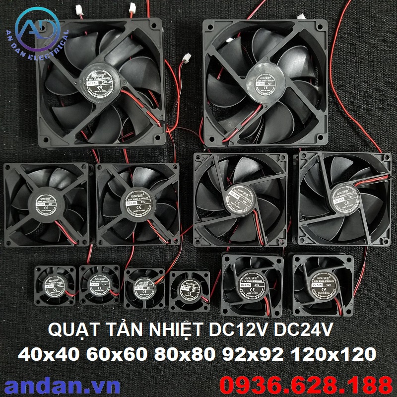 Quạt Tản Nhiệt 9x9cm 12V 24V , Quạt Hút Gió 92x92mm DC12V DC24V, Quạt 92x92x25mm